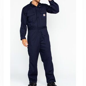 CARHARTT MEN'S NAVY FLAME-RESISTANT DELUXE COVERALLS